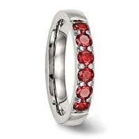 Chisel Stainless Steel Polished Red CZ 4mm Band view 5
