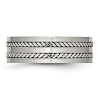 Chisel Stainless Steel Brushed and Polished Twisted 7mm Band view 3