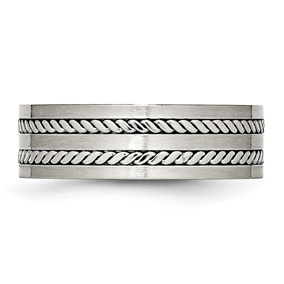 Chisel Stainless Steel Brushed and Polished Twisted 7mm Band