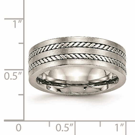 Chisel Stainless Steel Brushed and Polished Twisted 7mm Band