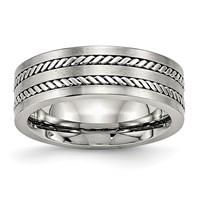 Chisel Stainless Steel Brushed and Polished Twisted 7mm Band view 1