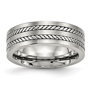 Chisel Stainless Steel Brushed and Polished Twisted 7mm Band