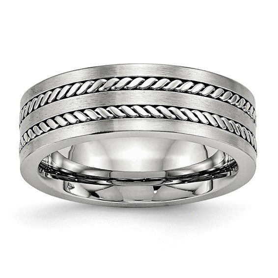 Chisel Stainless Steel Brushed and Polished Twisted 7mm Band