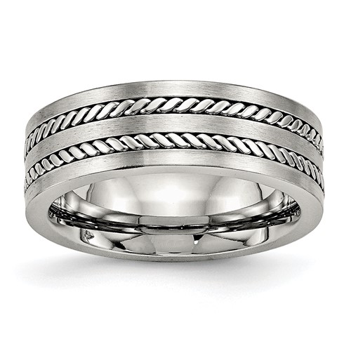 Chisel Stainless Steel Brushed and Polished Twisted 7mm Band