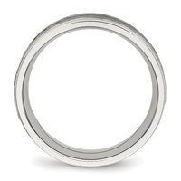 Stainless Steel Polished and Hammered 8mm Grooved Band view 2