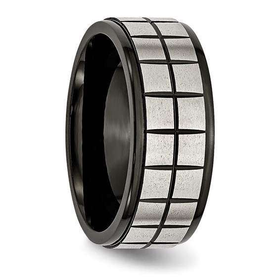 Stainless Steel Brushed Black IP-plated 9mm Band