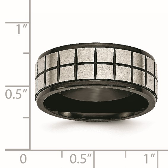Stainless Steel Brushed Black IP-plated 9mm Band
