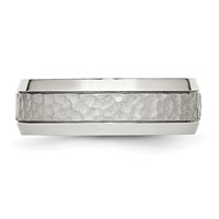 Chisel Stainless Steel Brushed Polished and Hammered 7.5mm Band view 3