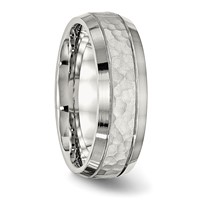 Chisel Stainless Steel Brushed Polished and Hammered 7.5mm Band view 4
