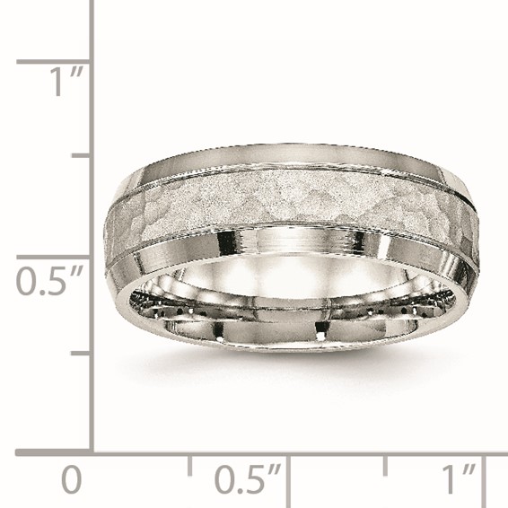 Chisel Stainless Steel Brushed Polished and Hammered 7.5mm Band