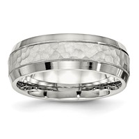 Chisel Stainless Steel Brushed Polished and Hammered 7.5mm Band view 1