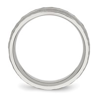 Stainless Steel Polished and Hammered 7.5mm Grooved Band view 2