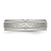 Chisel Stainless Steel Polished and Hammered 6mm Grooved Band view 3