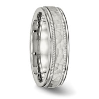 Chisel Stainless Steel Polished and Hammered 6mm Grooved Band view 4