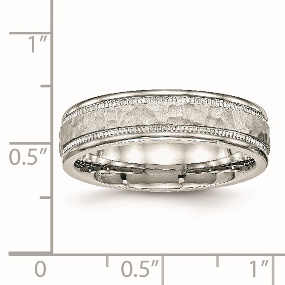 Chisel Stainless Steel Polished and Hammered 6mm Grooved Band