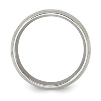 Chisel Stainless Steel Polished and Grooved Band with CZ 8mm Half Round view 2