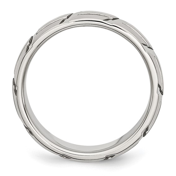 Chisel Stainless Steel Brushed and Polished 8mm Grooved Band