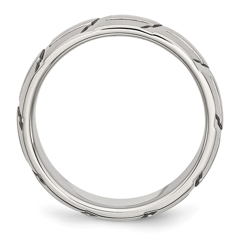 Chisel Stainless Steel Brushed and Polished 8mm Grooved Band