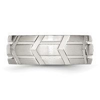 Chisel Stainless Steel Brushed and Polished 8mm Grooved Band view 2