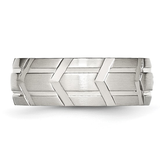 Chisel Stainless Steel Brushed and Polished 8mm Grooved Band