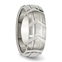 Chisel Stainless Steel Brushed and Polished 8mm Grooved Band view 3
