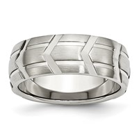 Chisel Stainless Steel Brushed and Polished 8mm Grooved Band view 1