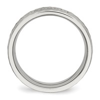 Chisel Stainless Steel Brushed and Hammered Band with Black CZ 7.5mm view 2