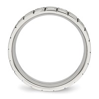 Stainless Steel Brushed Band with CZ 7mm Grooved view 2