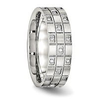 Stainless Steel Brushed Band with CZ 7mm Grooved view 4