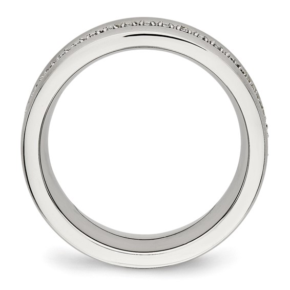 Chisel Stainless Steel Brushed and Polished with CZ Checkered 7.5mm Band