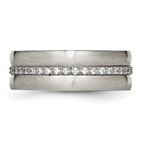 Chisel Stainless Steel Brushed and Polished Band with CZ Checkered 7.5mm view 3