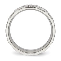 Stainless Steel Polished Band with CZ Checkered 8mm Flat view 2