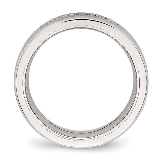 Chisel Stainless Steel Brushed and Polished with CZ 6.5mm Band