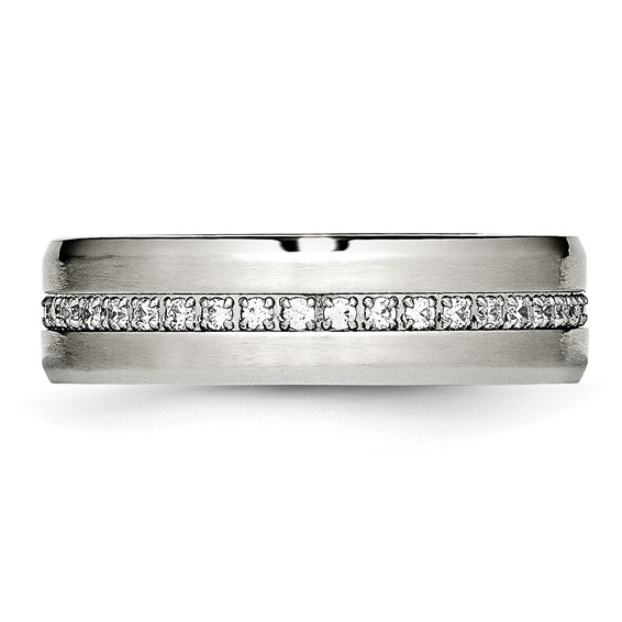 Chisel Stainless Steel Brushed and Polished with CZ 6.5mm Band