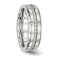 Chisel Stainless Steel Brushed and Polished Band with CZ 6.5mm view 4