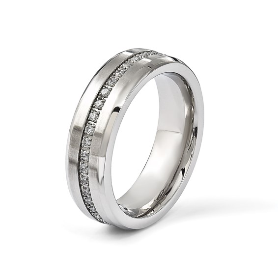 Chisel Stainless Steel Brushed and Polished with CZ 6.5mm Band