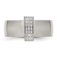 Stainless Steel Brushed Band with CZ 8mm view 4