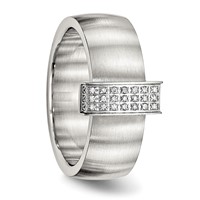 Stainless Steel Brushed Band with CZ 8mm view 5