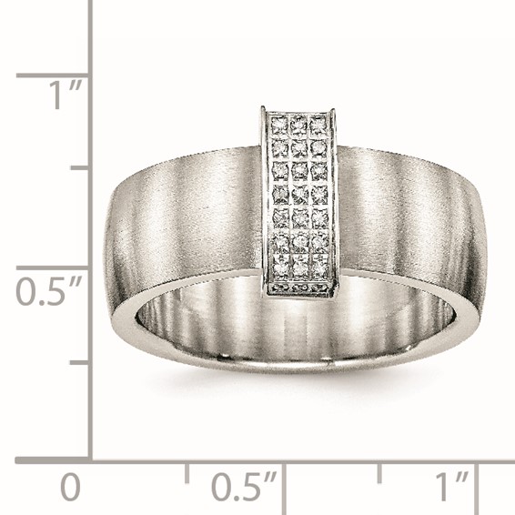 Stainless Steel Brushed w/CZ 8mm Band