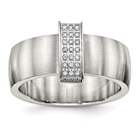Stainless Steel Brushed Band with CZ 8mm view 1