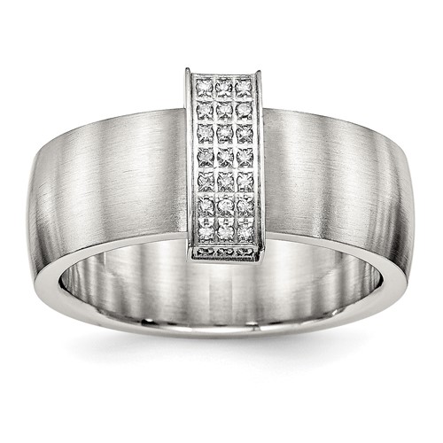 Stainless Steel Brushed Band with CZ 8mm