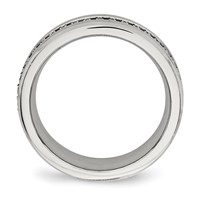 Chisel Stainless Steel Brushed and Polished Black CZ 6.5mm Band view 2
