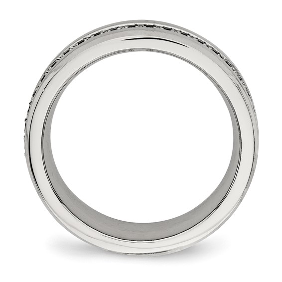 Chisel Stainless Steel Brushed and Polished Black CZ 6.5mm Band