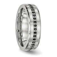 Chisel Stainless Steel Brushed and Polished Black CZ 6.5mm Band view 4