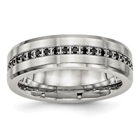 Chisel Stainless Steel Brushed and Polished Black CZ 6.5mm Band view 1