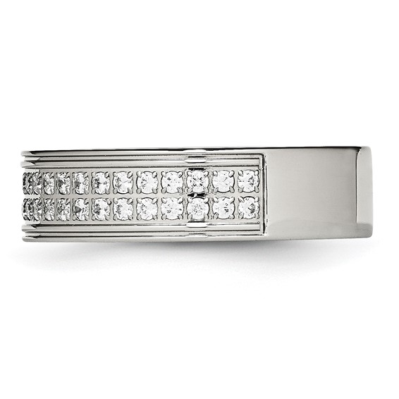 Chisel Stainless Steel Polished with CZ 6.5mm Band