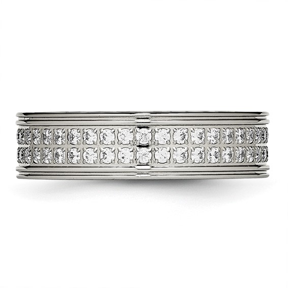 Chisel Stainless Steel Polished with CZ 6.5mm Band