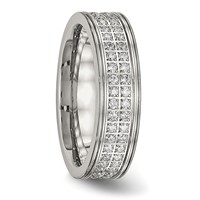 Chisel Stainless Steel Polished Band with CZ 6.5mm view 5
