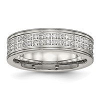 Chisel Stainless Steel Polished Band with CZ 6.5mm view 1