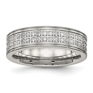 Chisel Stainless Steel Polished with CZ 6.5mm Band